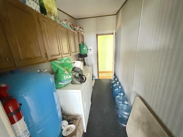8 Bar Is, Tremont, ME 04674 - washroom featuring separate washer and dryer, cabinet space, and carpet