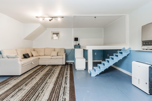20 Elmwood Ave, Westbrook, ME 04092 - living area with concrete floors and baseboards