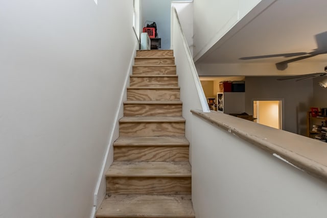 20 Elmwood Ave, Westbrook, ME 04092 - staircase with ceiling fan