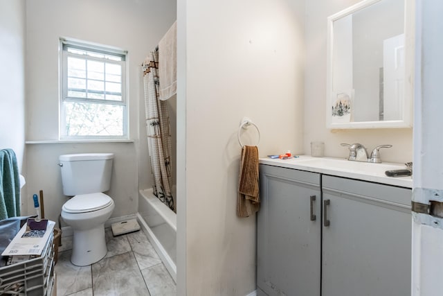 20 Elmwood Ave, Westbrook, ME 04092 - full bathroom featuring marble finish floors, vanity, and shower / bathtub combination with curtain