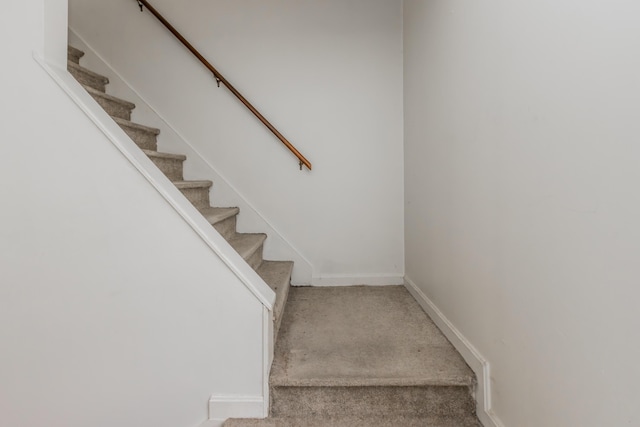20 Elmwood Ave, Westbrook, ME 04092 - staircase featuring carpet flooring and baseboards