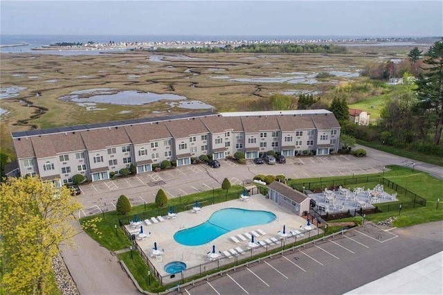 1801 Post Rd Unit 110, Wells, ME 04090 - aerial view of a pool area and a large body of water