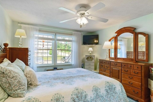 1801 Post Rd Unit 110, Wells, ME 04090 - bedroom with ceiling fan and a textured ceiling