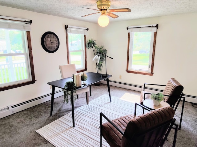 13 Wildbrook Dr, Biddeford, ME 04005 - carpeted home office featuring a textured ceiling and ceiling fan