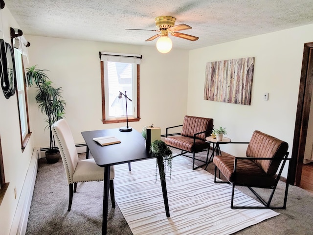 13 Wildbrook Dr, Biddeford, ME 04005 - home office featuring light colored carpet, a ceiling fan, a textured ceiling, and a baseboard heating unit