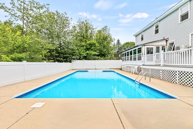 13 Wildbrook Dr, Biddeford, ME 04005 - view of pool featuring a patio area, a sunroom, and a wooden deck