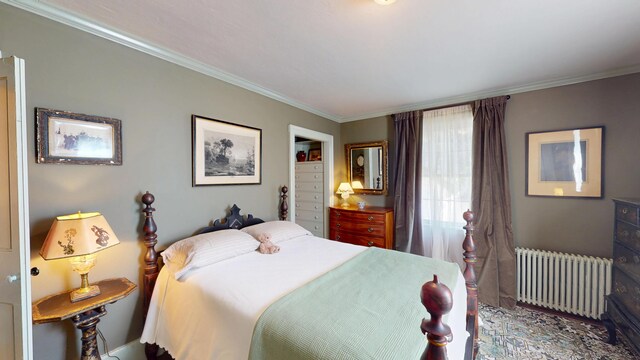 12 Center St, Machias, ME 04654 - bedroom featuring radiator heating unit and crown molding