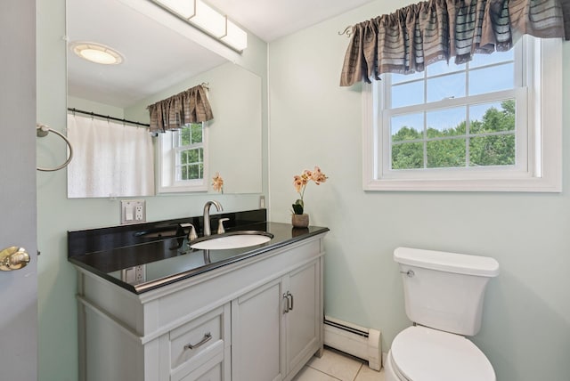 19 Straw Rd, Gorham, ME 04038 - bathroom with baseboard heating, vanity, and tile patterned flooring