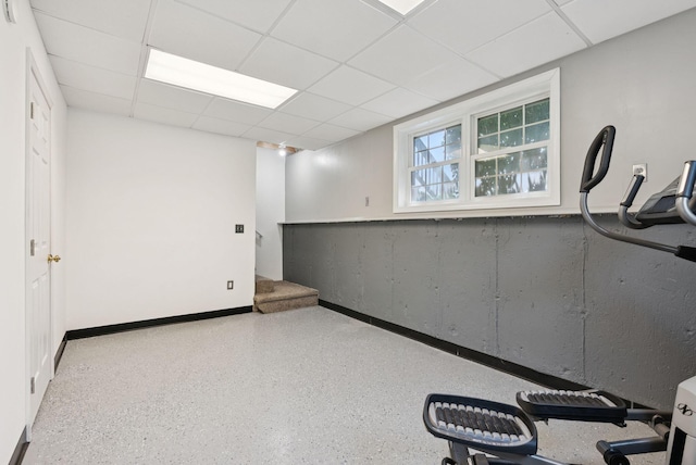 19 Straw Rd, Gorham, ME 04038 - below grade area featuring a drop ceiling and baseboards