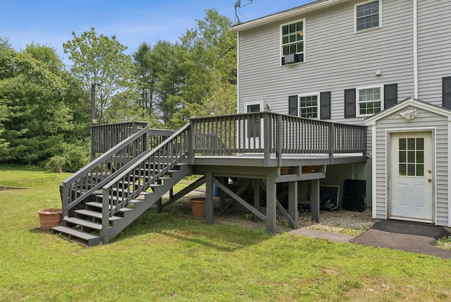 19 Straw Rd, Gorham, ME 04038 - rear view of house with stairway, a wooden deck, and a yard