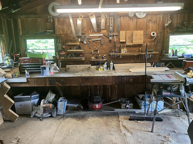 16 N Main St, Morrill, ME 04952 - kitchen with unfinished concrete flooring