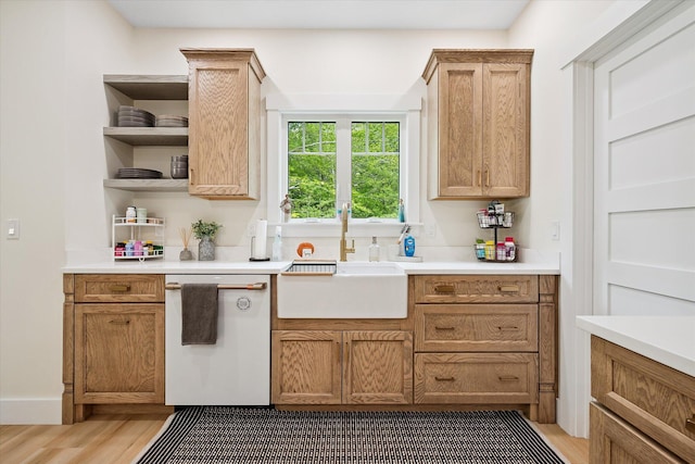 27 Meadow View Dr, Readfield, ME 04355 - kitchen featuring dishwasher, open shelves, light wood-type flooring, and light countertops