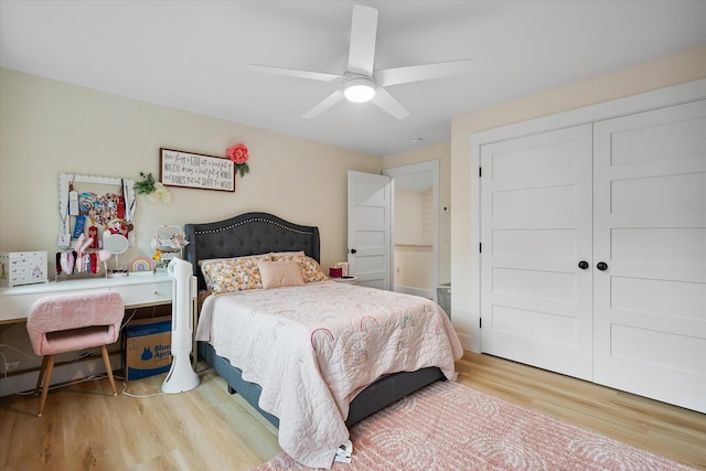 27 Meadow View Dr, Readfield, ME 04355 - bedroom with wood finished floors, a closet, and ceiling fan