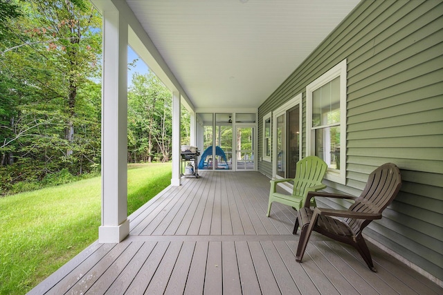 27 Meadow View Dr, Readfield, ME 04355 - wooden terrace with a yard and grilling area