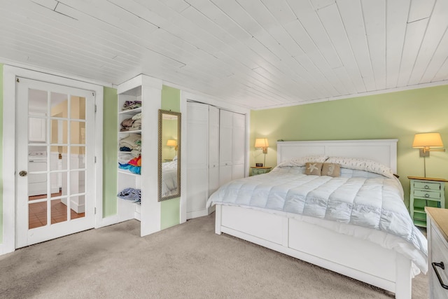 1511 Alna Rd, Alna, ME 04535 - bedroom with light carpet and wooden ceiling