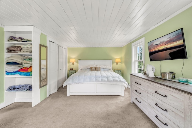 1511 Alna Rd, Alna, ME 04535 - bedroom with light carpet and wooden ceiling