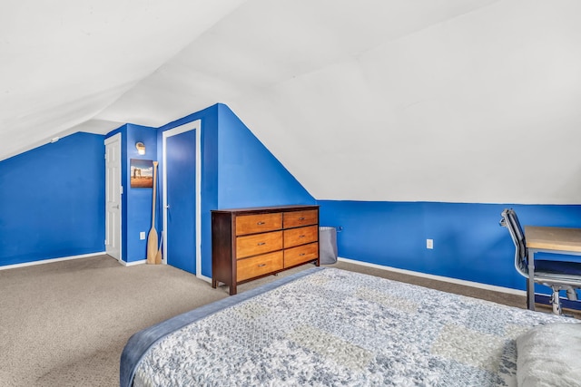 1511 Alna Rd, Alna, ME 04535 - carpeted bedroom featuring lofted ceiling and baseboards