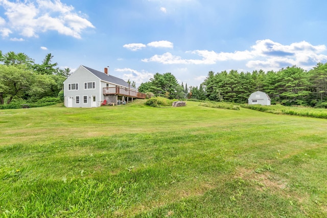 1511 Alna Rd, Alna, ME 04535 - view of green lawn featuring a wooden deck