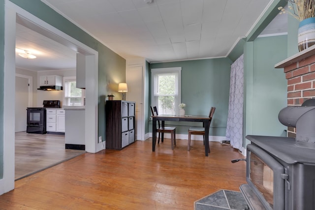 12 Maple St, Bath, ME 04530 - home office featuring ornamental molding and light wood-style flooring
