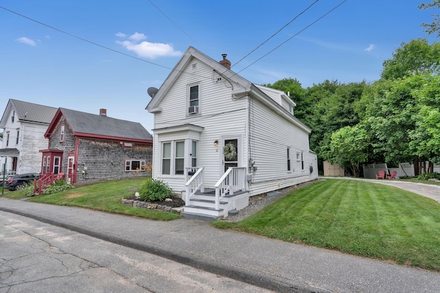 12 Maple St, Bath, ME 04530 - view of front of property with a front yard and a chimney