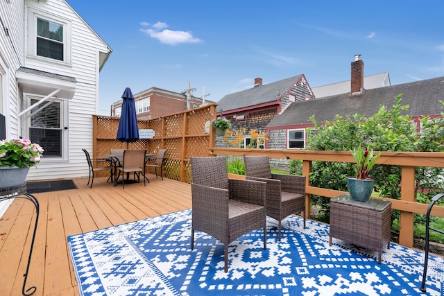 12 Maple St, Bath, ME 04530 - wooden terrace featuring outdoor dining area