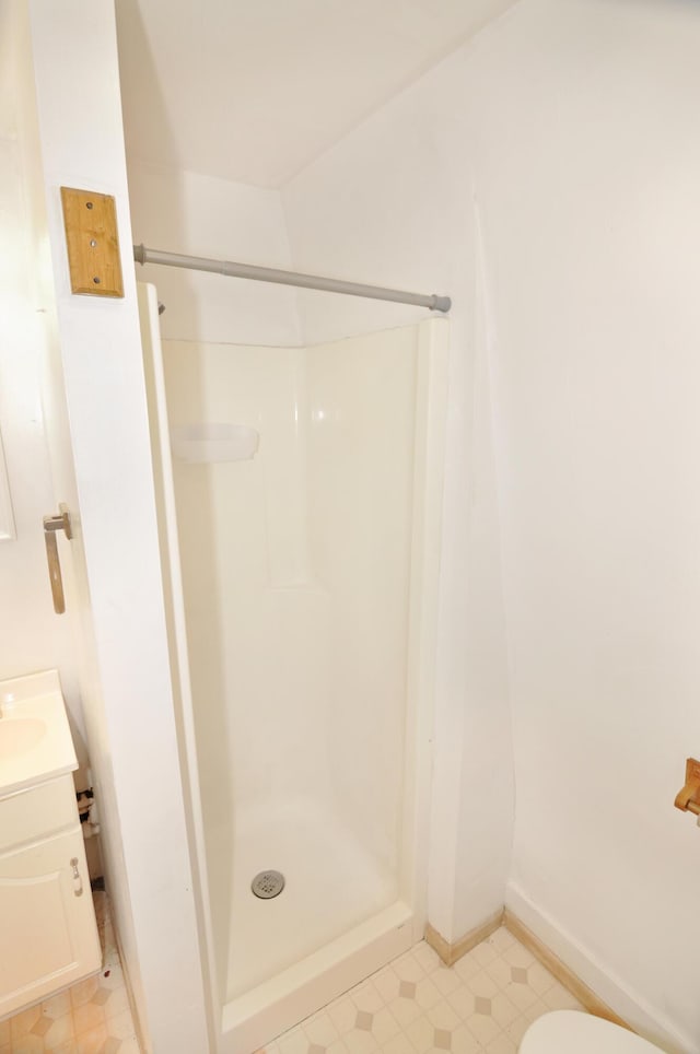56 Holyoke St, Brewer, ME 04412 - bathroom featuring a stall shower and vanity