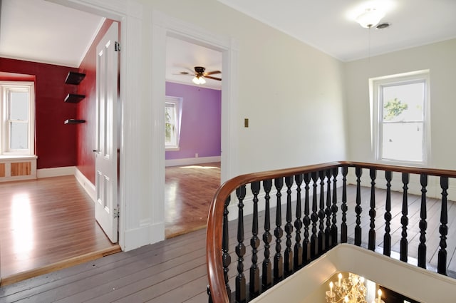 56 Holyoke St, Brewer, ME 04412 - hallway with hardwood / wood-style flooring and an upstairs landing