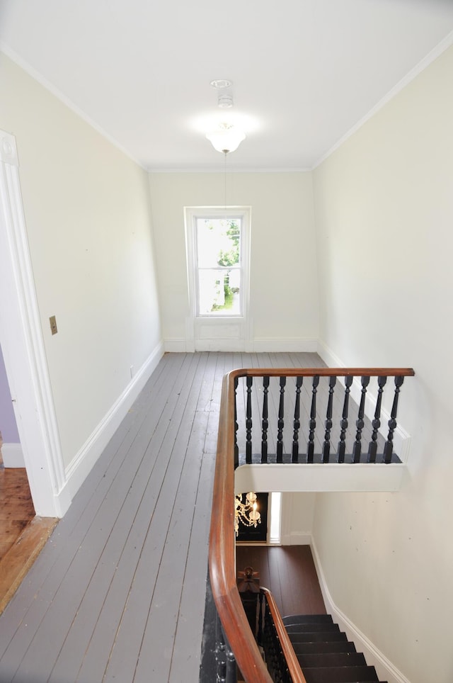 56 Holyoke St, Brewer, ME 04412 - staircase with ornamental molding and hardwood / wood-style flooring