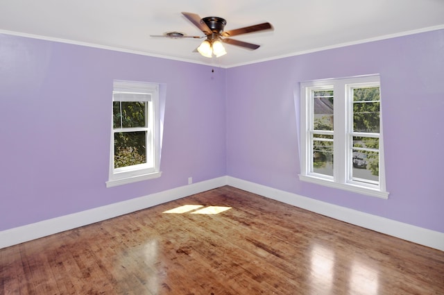 56 Holyoke St, Brewer, ME 04412 - unfurnished room featuring wood finished floors, crown molding, and ceiling fan