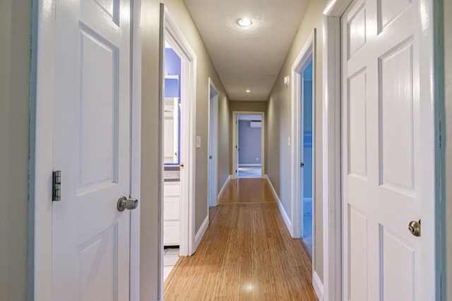 704 Brighton Hill Rd, Minot, ME 04258 - hall featuring light wood-type flooring and recessed lighting