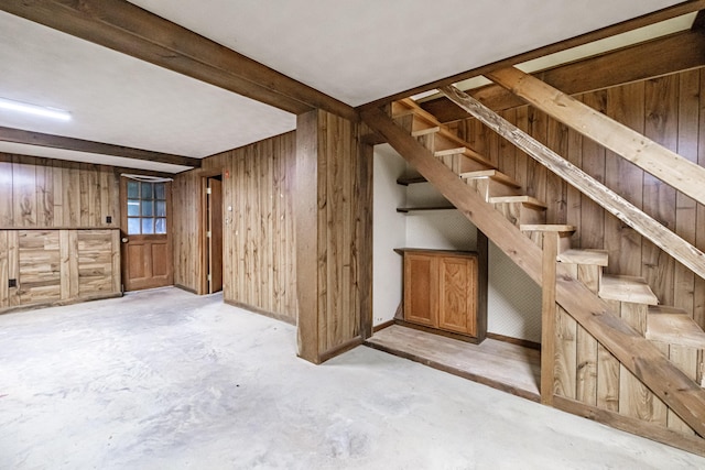 704 Brighton Hill Rd, Minot, ME 04258 - finished below grade area featuring wood walls and stairway