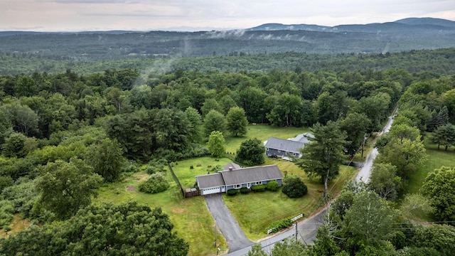 704 Brighton Hill Rd, Minot, ME 04258 - aerial view of property's location with a heavily wooded area and a mountainous background