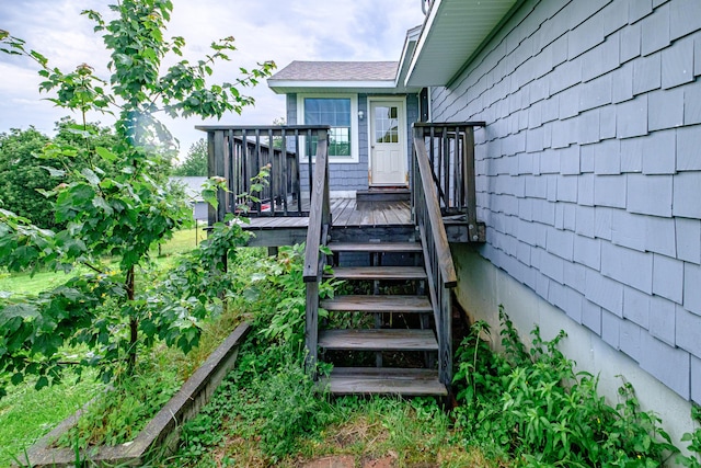 704 Brighton Hill Rd, Minot, ME 04258 - property entrance featuring a wooden deck