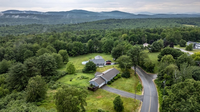 704 Brighton Hill Rd, Minot, ME 04258 - aerial view of property and surrounding area featuring a forest and mountains
