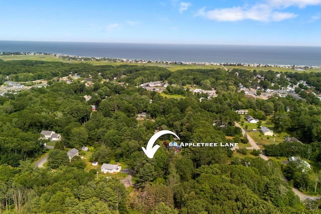 68 Appletree Ln, Wells, ME 04090 - aerial overview of property's location featuring a heavily wooded area and a nearby body of water