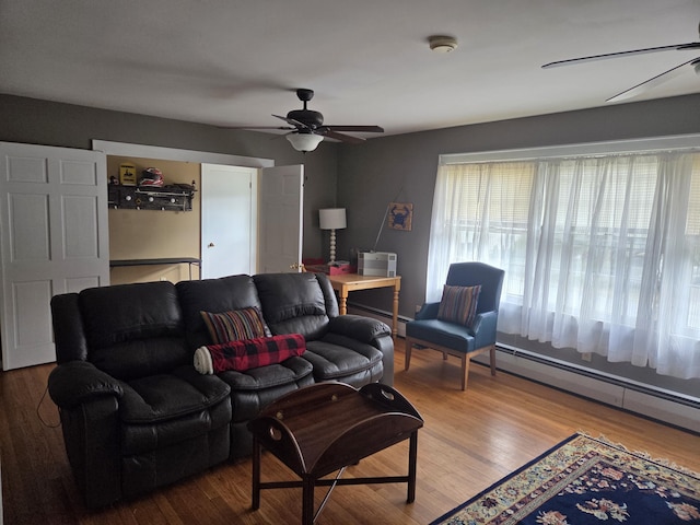 125 Connecticut Ave, Millinocket, ME 04462 - living room with a ceiling fan and wood finished floors