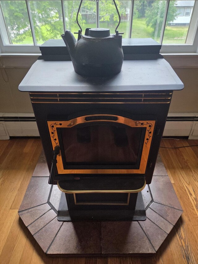 125 Connecticut Ave, Millinocket, ME 04462 - detailed view of wood finished floors and a baseboard radiator