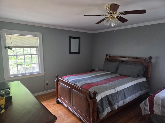 125 Connecticut Ave, Millinocket, ME 04462 - bedroom featuring light wood-style floors, crown molding, and a ceiling fan