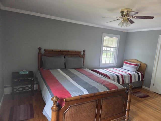 125 Connecticut Ave, Millinocket, ME 04462 - bedroom featuring wood finished floors, ornamental molding, and a ceiling fan