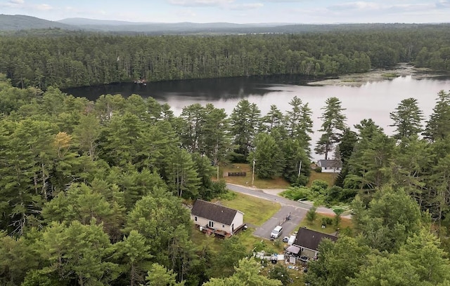 504 Balch Mill Rd, Newfield, ME 04095 - aerial view of property and surrounding area with a heavily wooded area and a nearby body of water