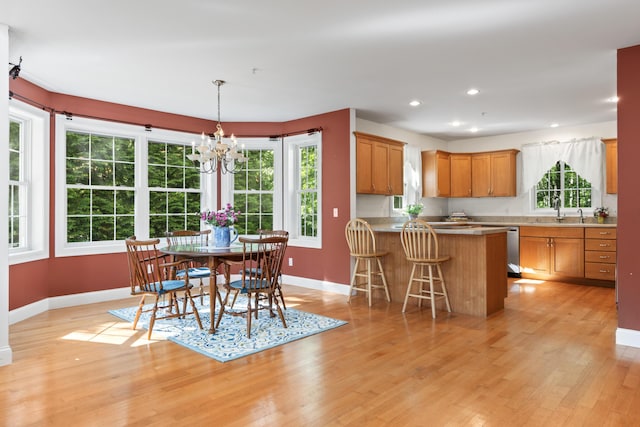 17 Tuttle Ln, Wells, ME 04090 - dining space with light wood-style flooring, a chandelier, and recessed lighting