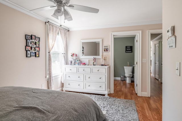 123 Lasalle Dr, Bangor, ME 04401 - bedroom featuring crown molding, light wood finished floors, and ceiling fan