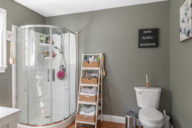 123 Lasalle Dr, Bangor, ME 04401 - full bath with a shower stall and wood finished floors