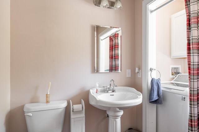 123 Lasalle Dr, Bangor, ME 04401 - bathroom featuring washer / dryer and toilet