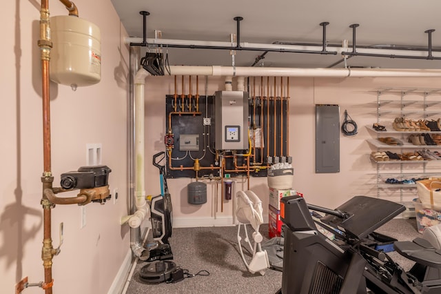 123 Lasalle Dr, Bangor, ME 04401 - utility room with electric panel and water heater