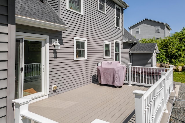 123 Lasalle Dr, Bangor, ME 04401 - wooden terrace featuring grilling area