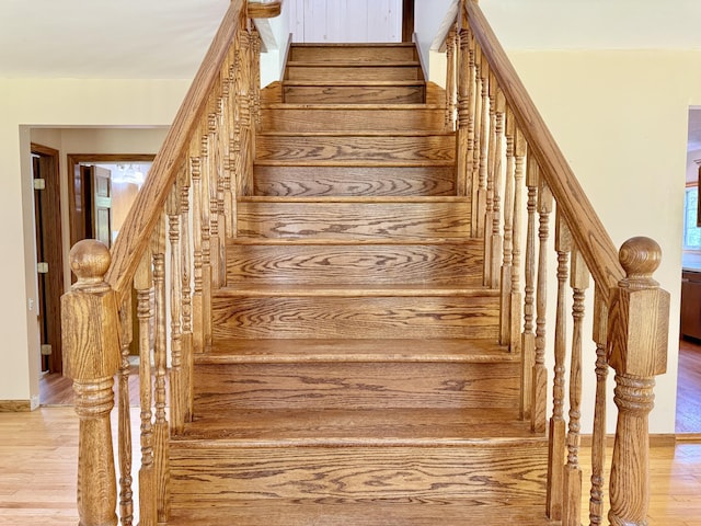 1606 Avenue Rd, Exeter, ME 04435 - stairway with wood finished floors