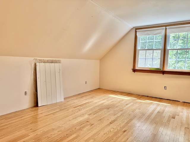 1606 Avenue Rd, Exeter, ME 04435 - bonus room with hardwood / wood-style flooring, radiator, and vaulted ceiling