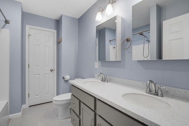 1031 Hallowell Rd, Durham, ME 04222 - full bath with double vanity and tile patterned floors
