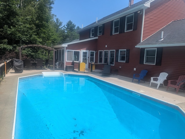9 Deer Hill Ln, Hampden, ME 04444 - outdoor pool featuring a pergola and a patio area